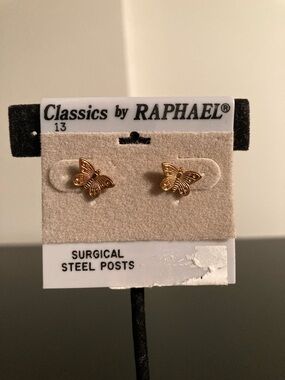 Raphael Gold Butterfly Stud Earrings